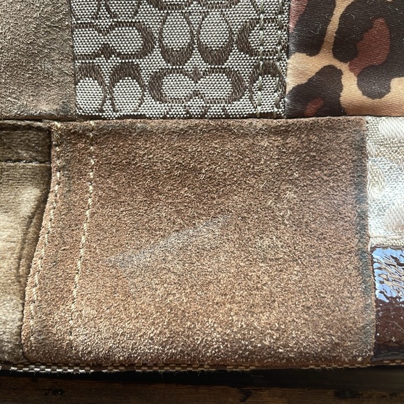 Authentic Brown Tan Animal Print Leather Suede Patchwork Coach Mini Bag Purse - Picture 6 of 12